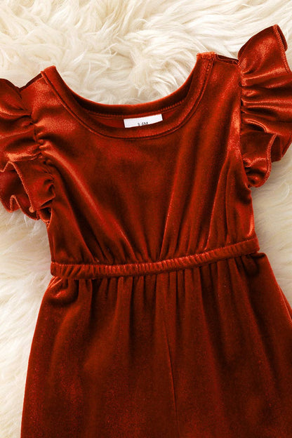 Rust Velvety Baby Romper