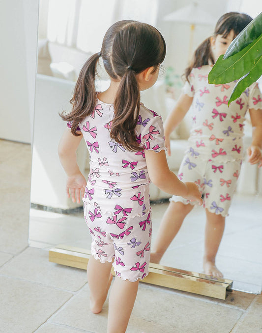 Shirring-Ribbon Bamboo Short Sleeve PJs