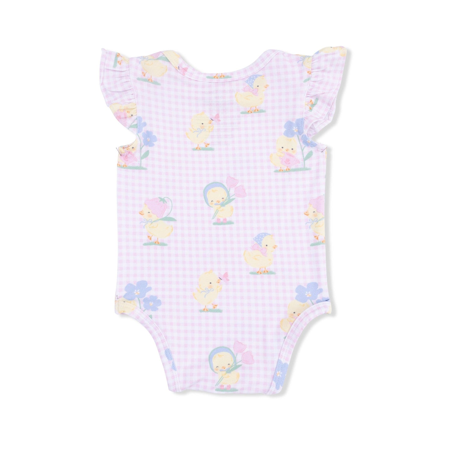 Vintage Spring Ducklings Pink - Ruffle Sleeve Bodysuit