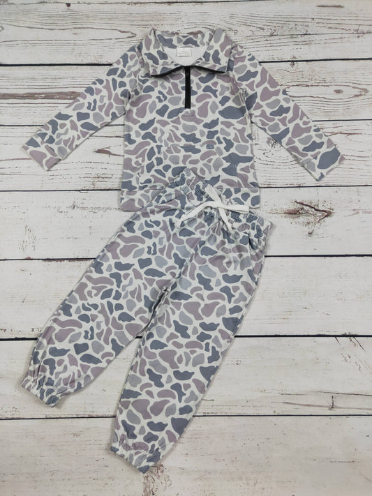 Boys Gray Camo Top+Pants Set