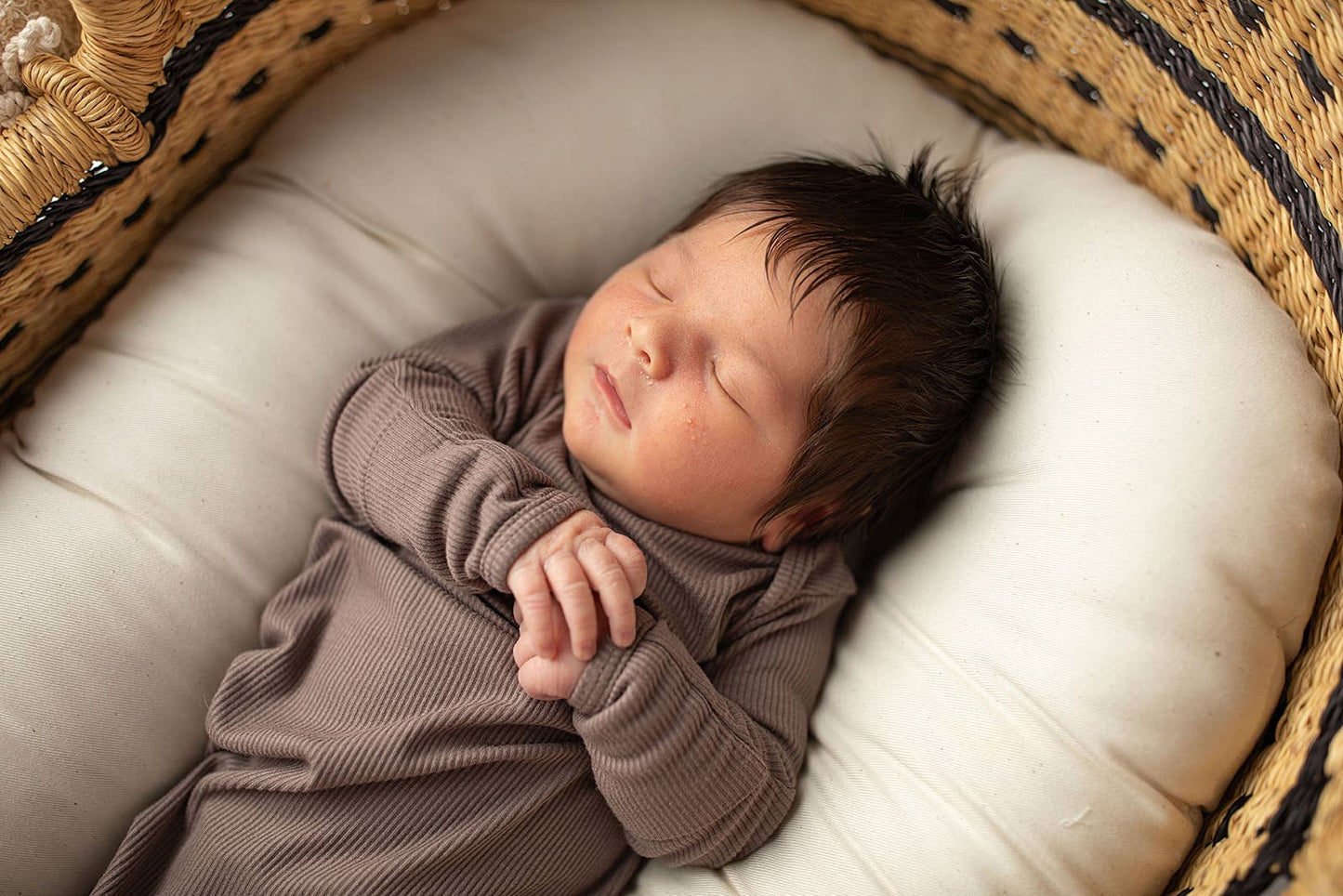 Cocoa Brown Ribbed Knotted Baby Gown