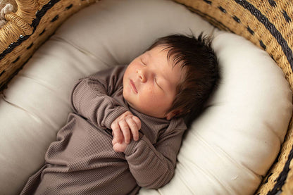 Cocoa Brown Ribbed Knotted Baby Gown