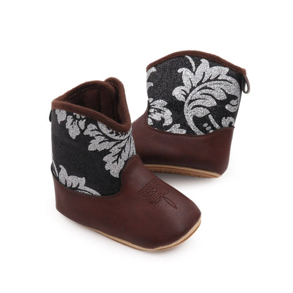 3 tone shimmery baby boots w/ velcro
