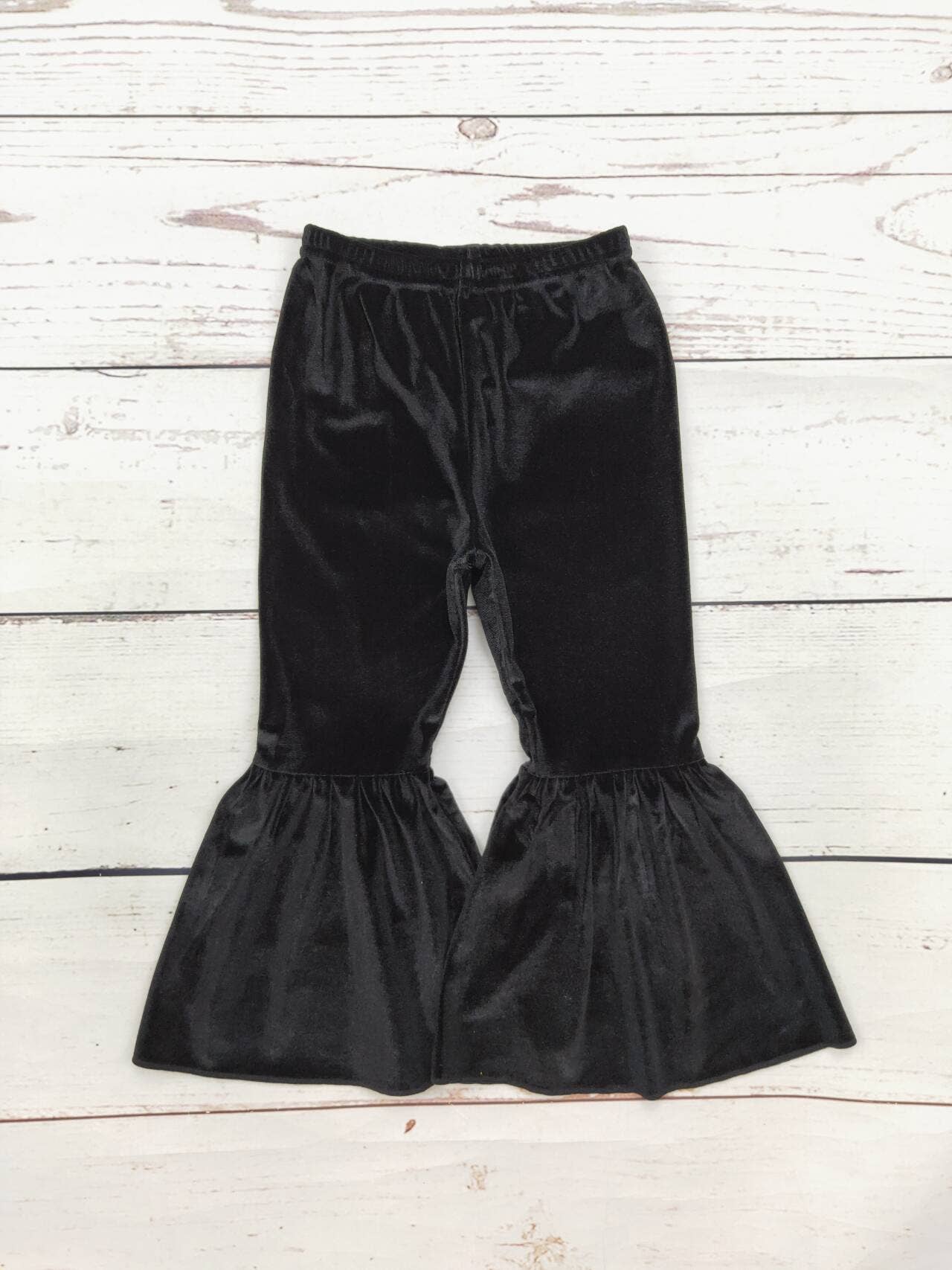 Girls Black Velvet Pants