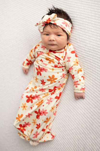 70s Groovy Flower Knotted Baby Gown