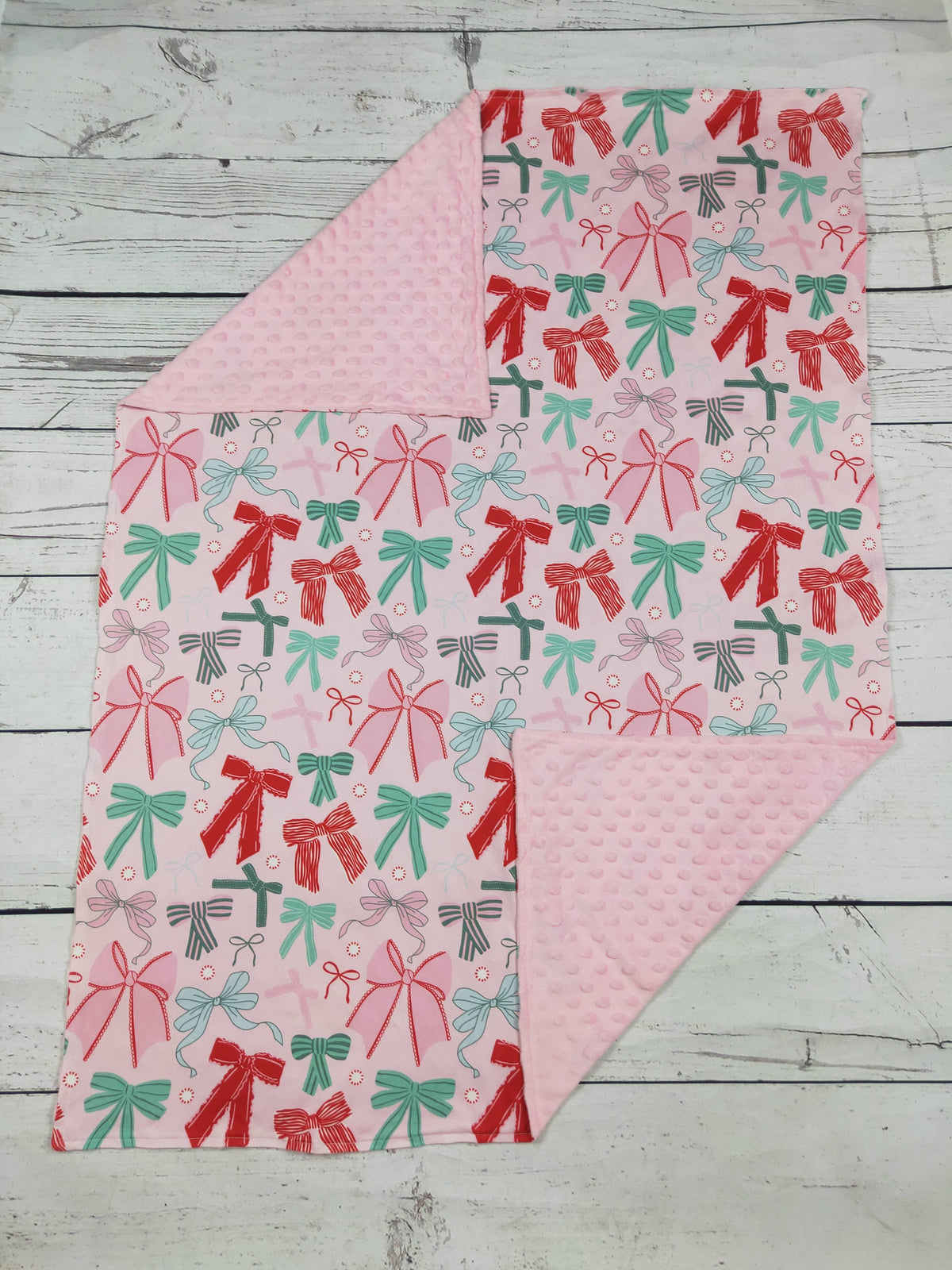 Pink Bow Christmas Pink Blanket