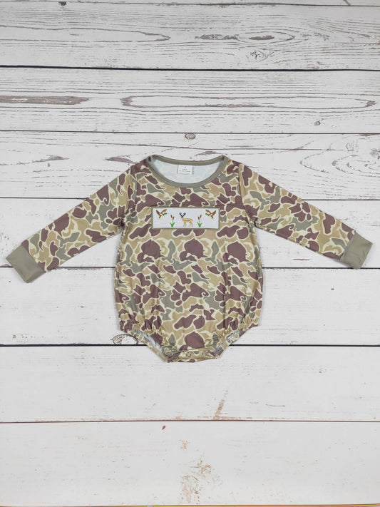 Duck Deer Appliqué Camouflage Romper