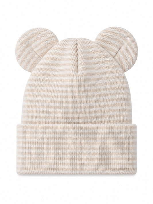 Baby's First Hat, Sand/White Stripe Bear