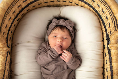 Cocoa Brown Ribbed Knotted Baby Gown