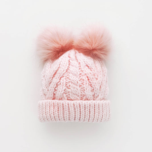 Blush Pink Fluff Beanie Hat