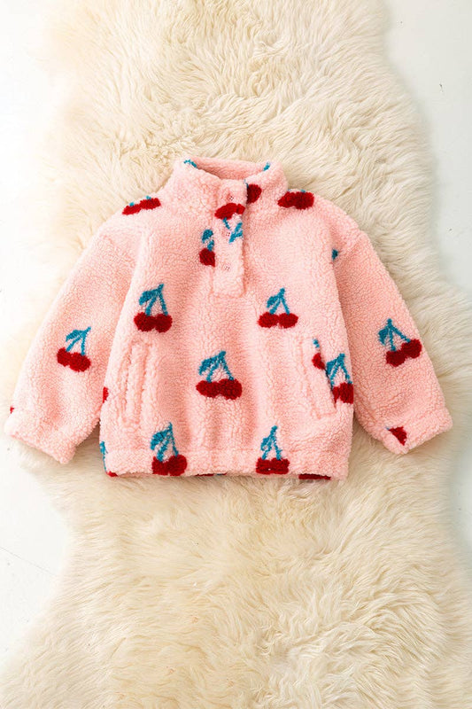 Cherry Pink Sherpa Pullover